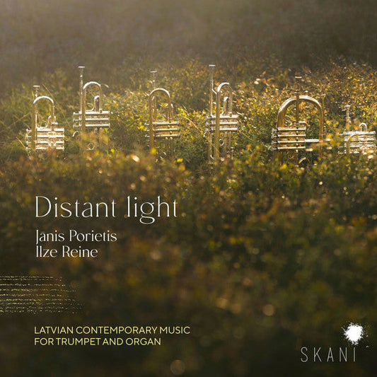 CD cover with blurred green foliage and golden trumpet/organ shapes.