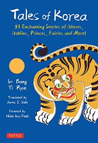 Book cover: “Tales of Korea” features a stylized tiger illustration.