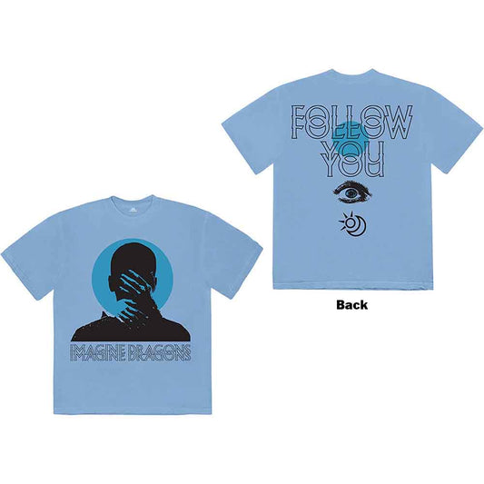 Light blue t-shirt with Imagine Dragons logo of a shadowed face.