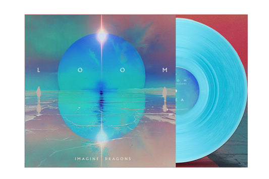 Imagine Dragons "LOOM" vinyl record with blue and purple abstract cover art.