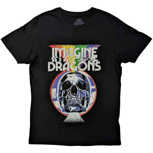 Black t-shirt with a white skull design, likely featuring the Imagine Dragons logo.