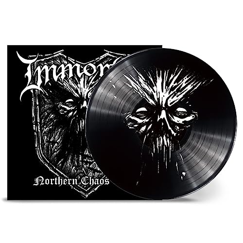 Immortal Northern Chaos Gods vinyl record with black and white skull album art.