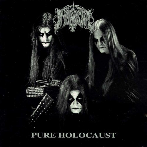 Black and white album cover featuring four figures with long hair and corpse paint.