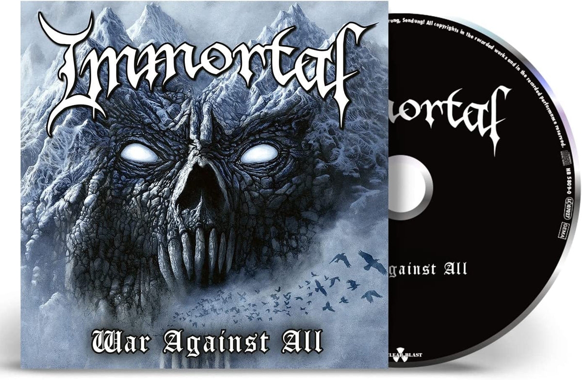 Immortal “War Against All” CD cover with a skull and snowy mountains.