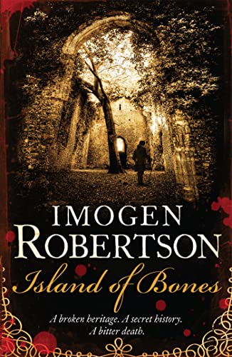 Book cover: dark forest scene with a lone figure, titled "Island of Bones".