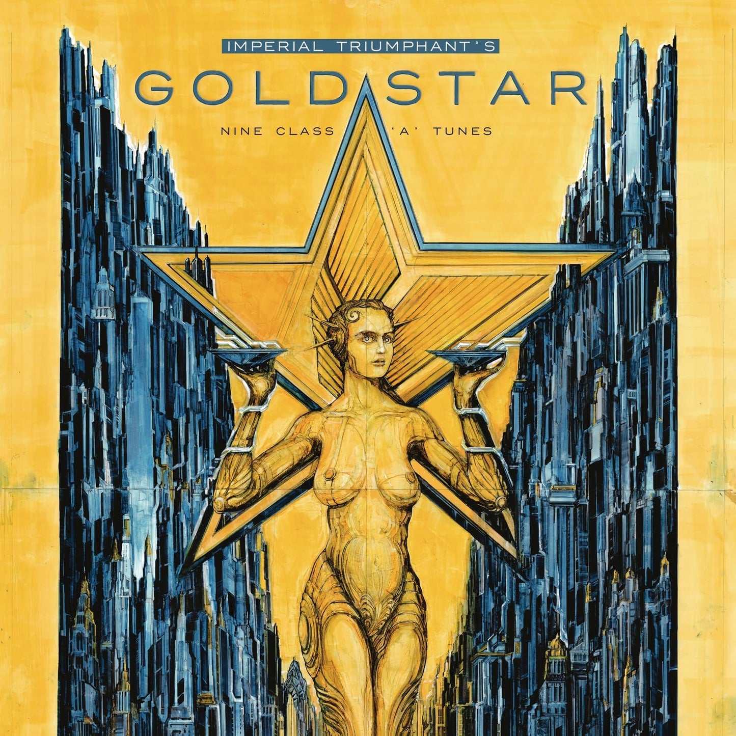 “Goldstar” CD cover: woman within a star against a city backdrop.