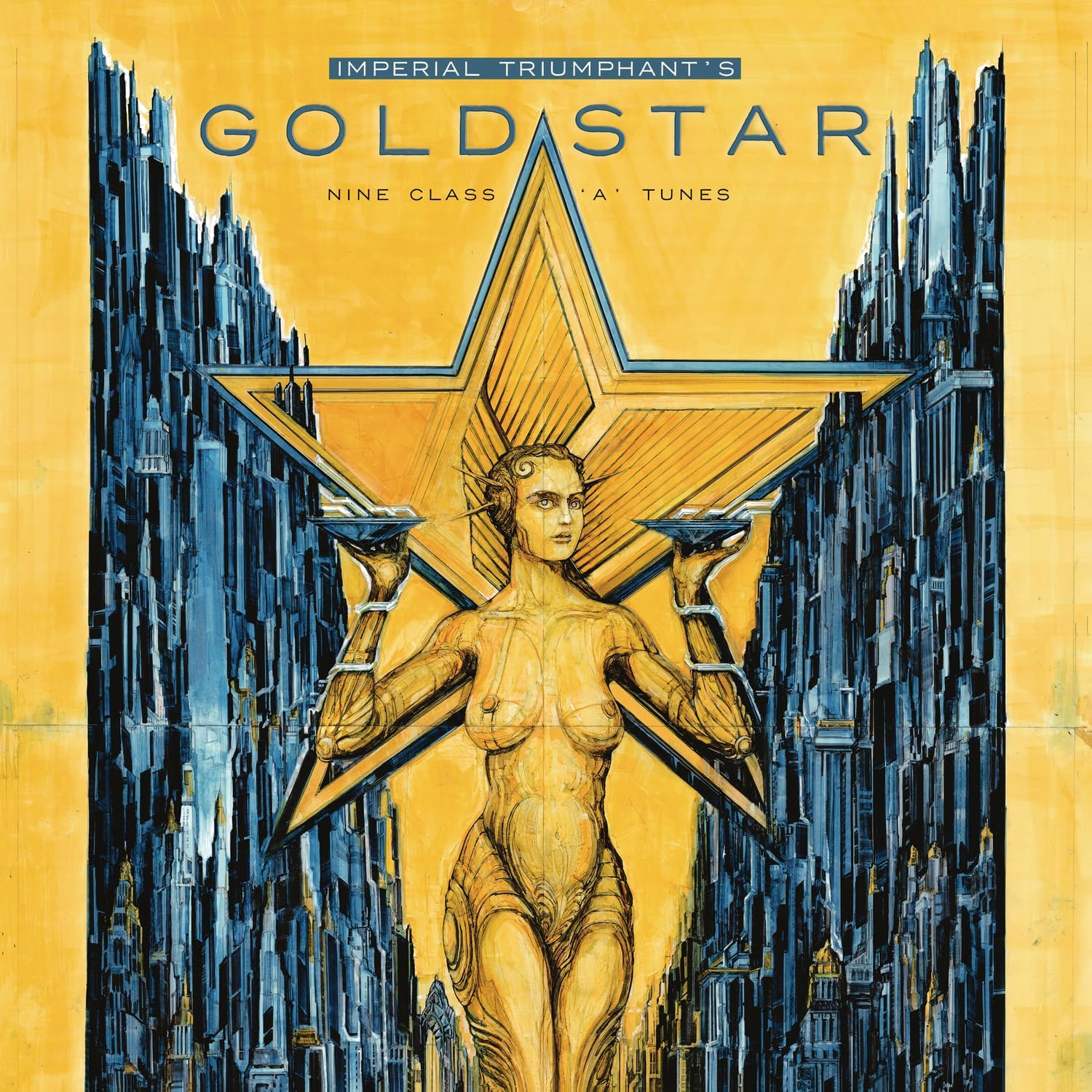 “Goldstar” CD cover: woman within a star against a city backdrop.