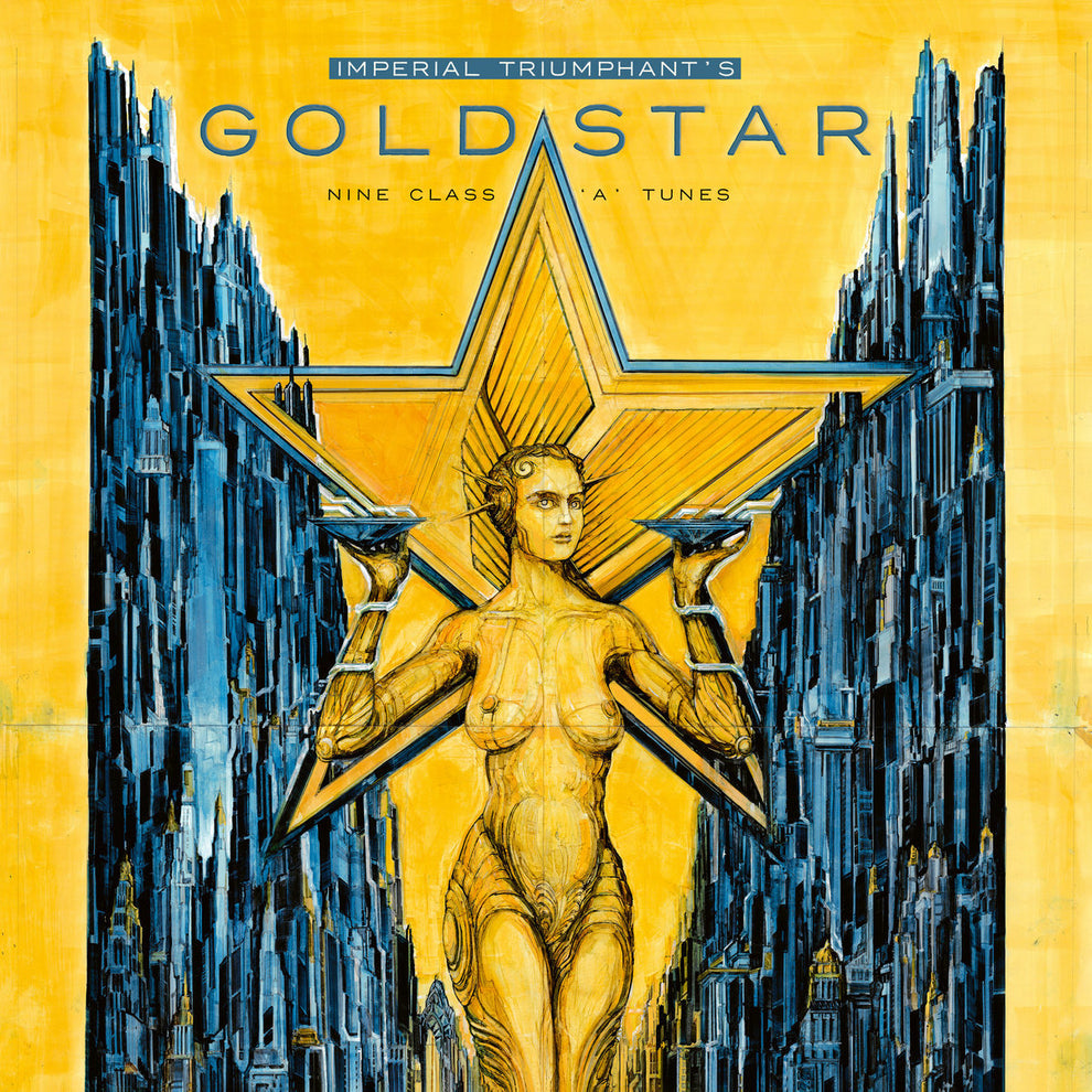 Goldstar vinyl album cover: yellow background, star, and classical figure.
