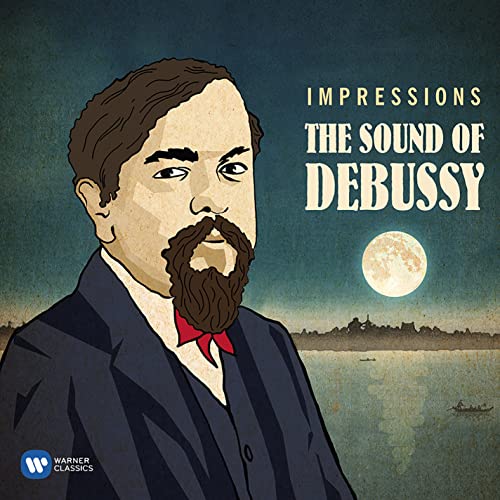 Portrait of a bearded man in a suit with a moonlit background, titled "Impressions."
