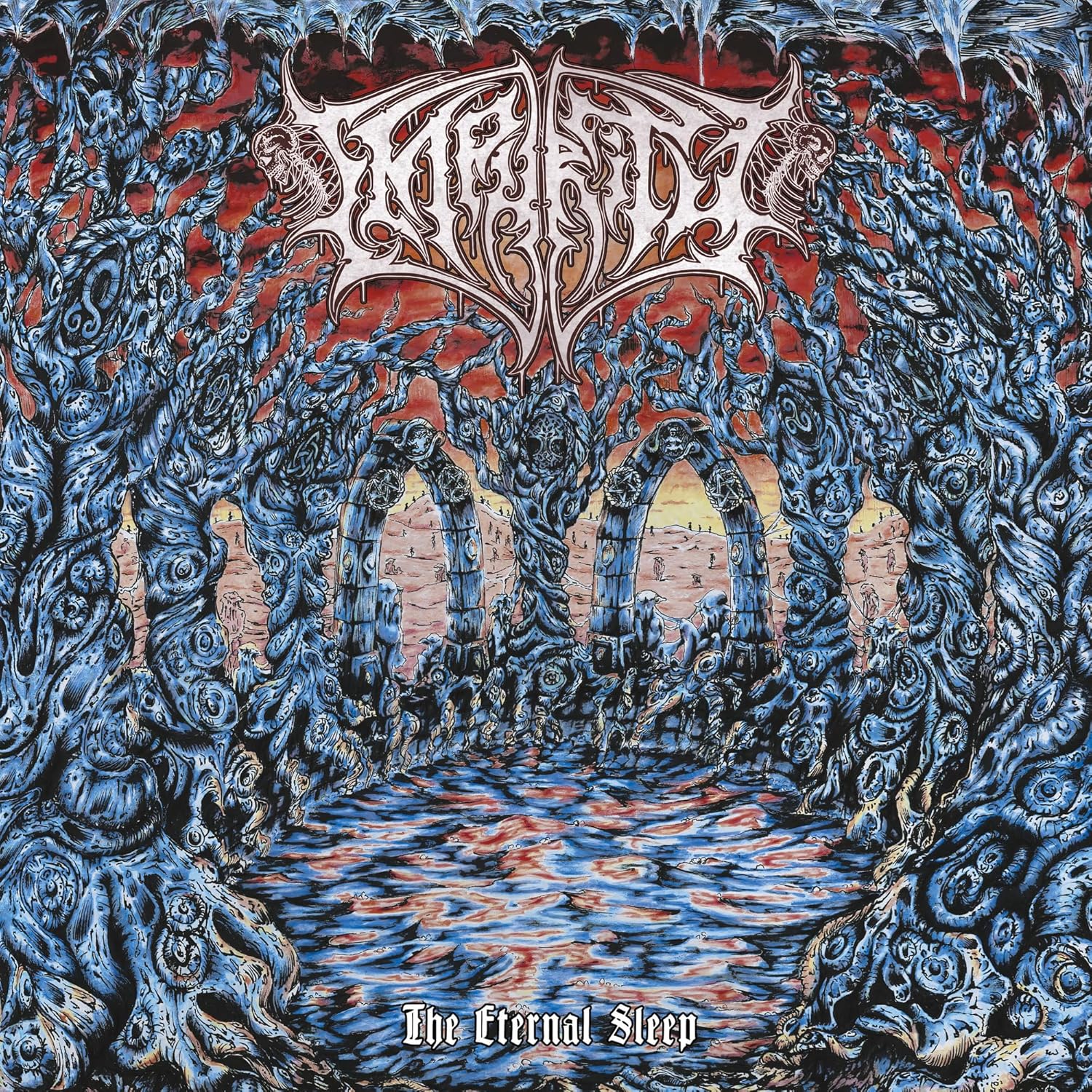 CD cover art: ornate, swirling blue trees framing a graveyard scene.