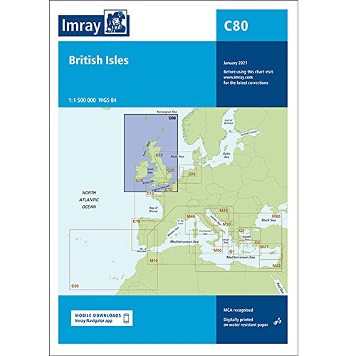 Nautical chart of the British Isles, showing coastlines and grid references.