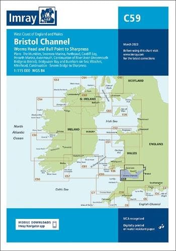 Nautical chart of the Bristol Channel and surrounding coastlines, March 2023.