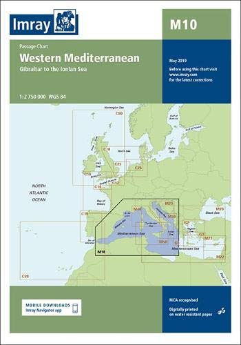 Imray M10 chart cover: Western Mediterranean sea area, green and blue.