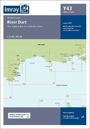 Imray nautical chart Y43 of the River Dart and Lyme Bay coastline.