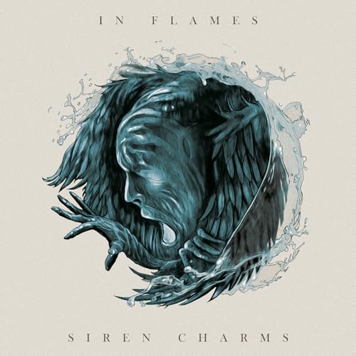 Album cover art featuring a dark, winged figure emerging from water against beige background.