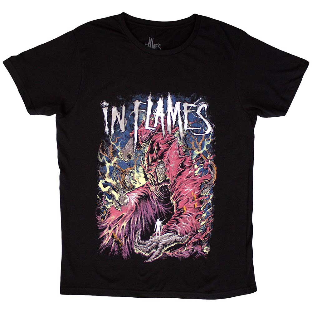 Black t-shirt with In Flames band logo and “Nothing But Pain” text, size XX-Large.