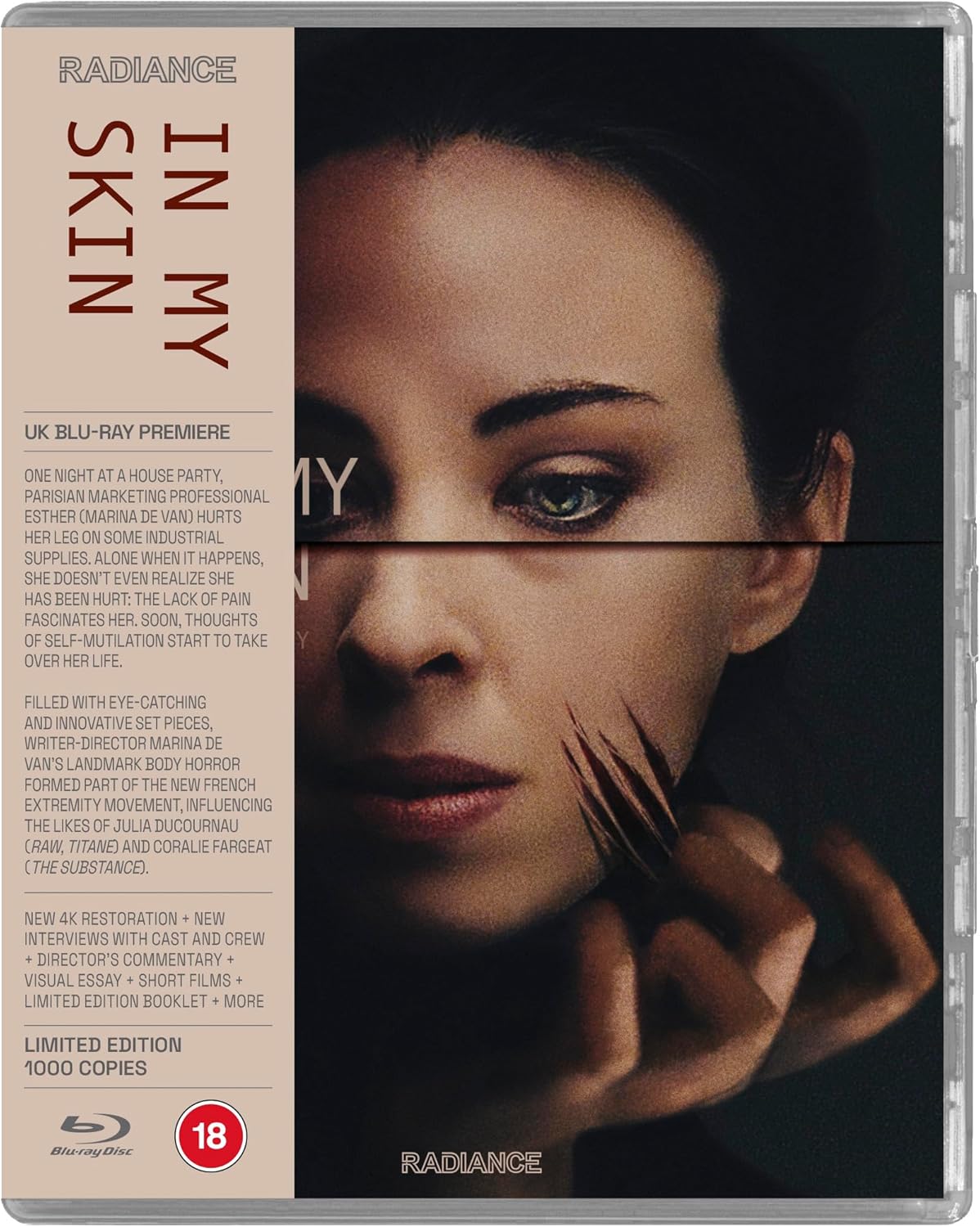 Blu-ray case for "In My Skin" featuring a close-up of a woman’s arm.