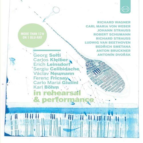 Blu-ray cover for "In Rehearsal & Performance" featuring conductor names and musical notes.