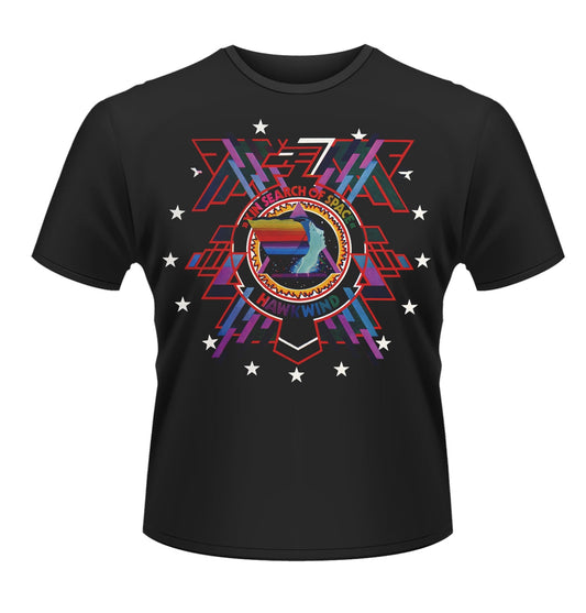 Black Hawkwind t-shirt with colorful space-themed graphic design.