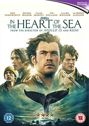 “In the Heart of the Sea” DVD cover with a whale tail and struggling figures.