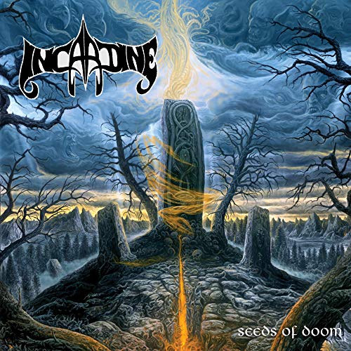 CD cover for Incardine’s “Seeds Of Doom” featuring a stone monolith.
