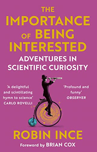 Book cover showing a man on a penny-farthing bicycle looking through a telescope.
