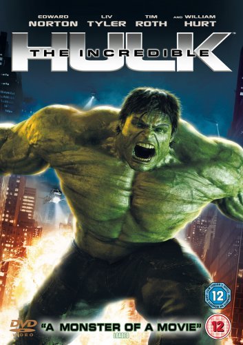 The Incredible Hulk DVD cover featuring a roaring Hulk against a dark city background.
