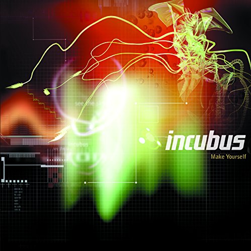 Incubus album cover: abstract green and red design with band name.