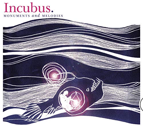 Incubus “Monuments and Melodies” CD cover: abstract white lines on dark blue.