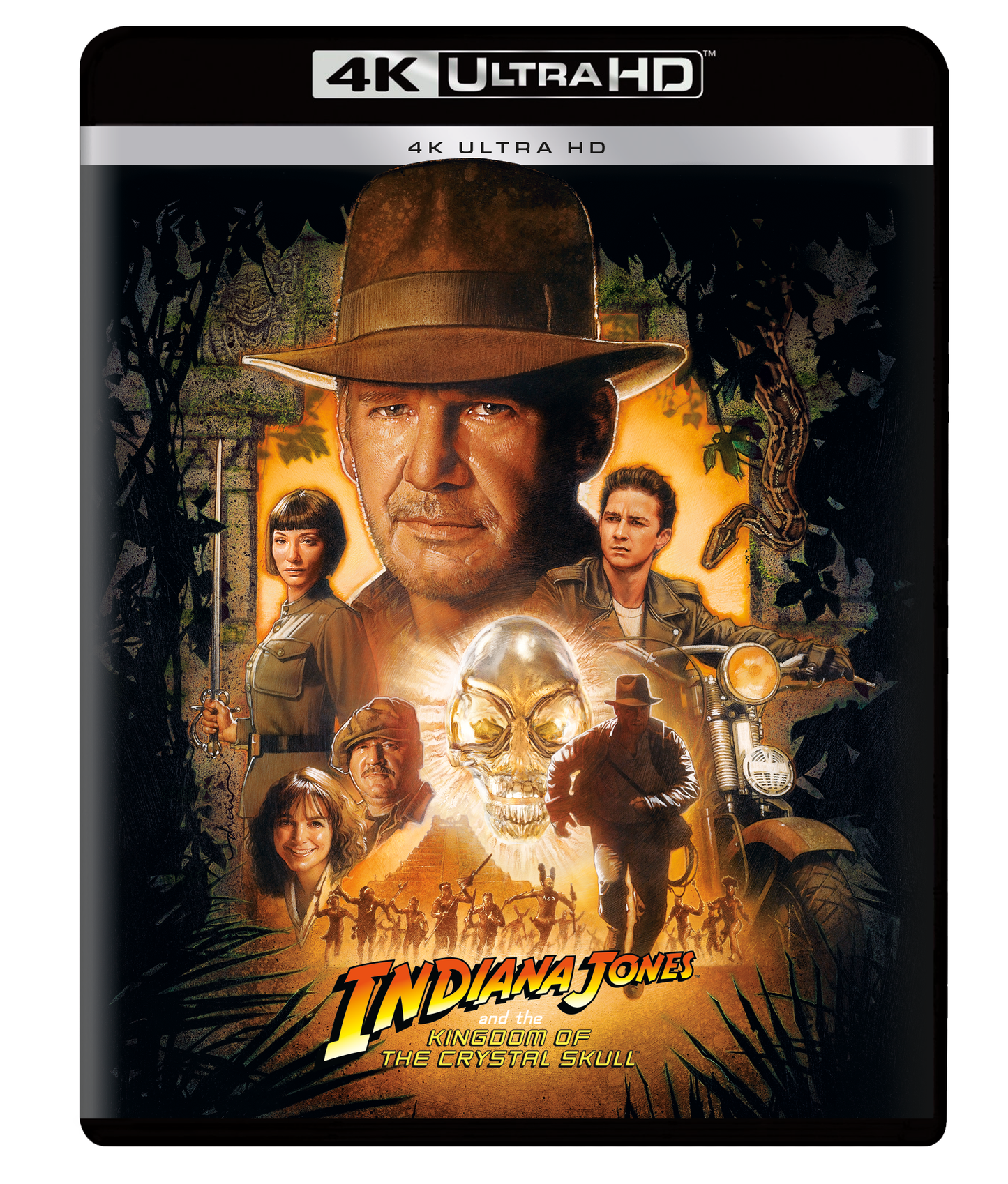 Indiana Jones and the Kingdom of the Crystal Skull 4K Ultra HD movie cover art.