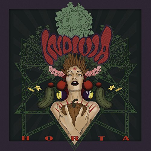 CD cover: woman with vegetables, ornate frame, and text "Indivia - Horta".