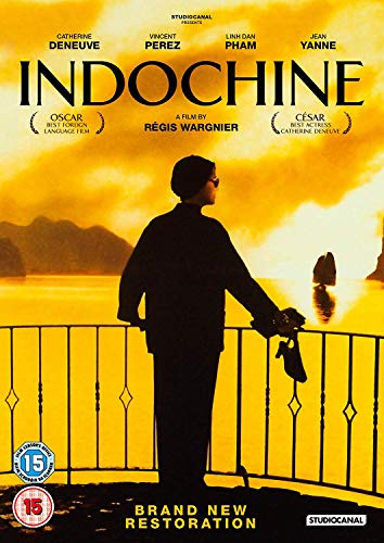 DVD cover for "Indochine" featuring a silhouetted woman with a hat.