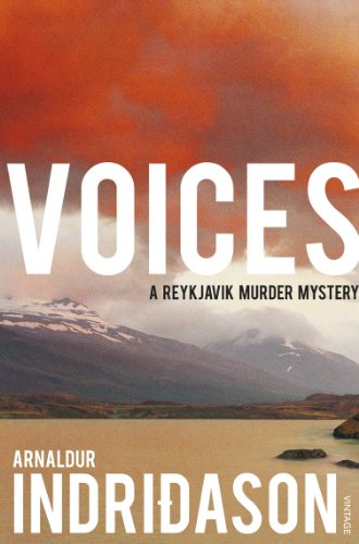 Book cover: "Voices" by Arnaldur Indridason, with Icelandic landscape.