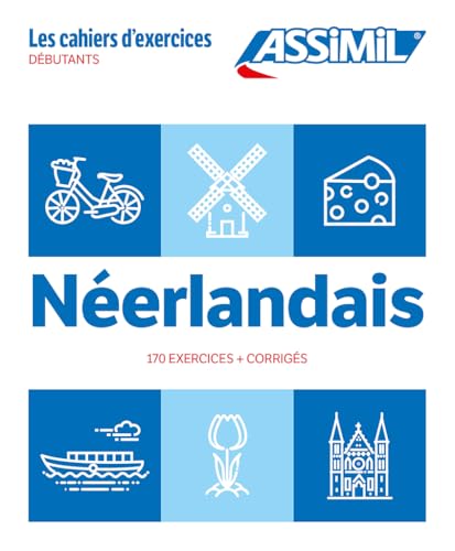 Dutch language learning textbook cover with icons of Dutch culture.
