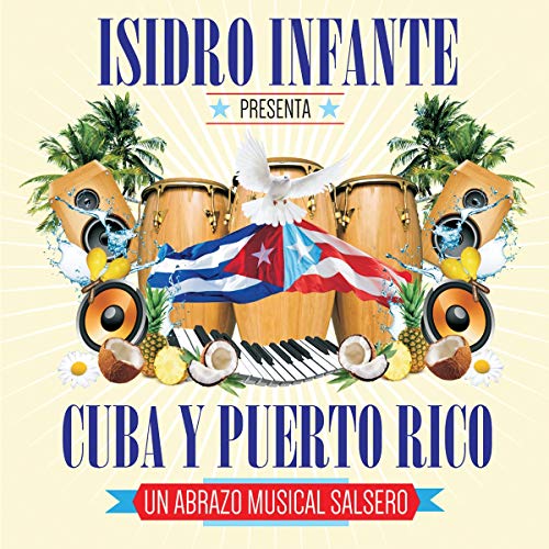 CD cover with musical instruments, flags of Cuba and Puerto Rico, and a dove.