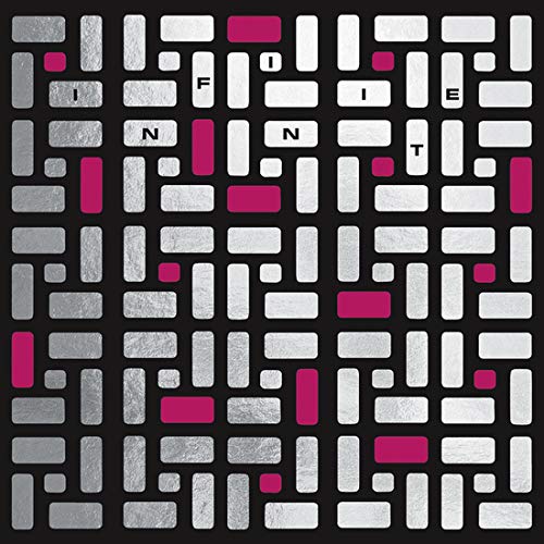 Album cover with a grid of gray and pink rectangular blocks spelling "INFINITE".