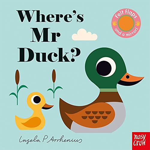 Cover of Where's Mr Duck? featuring a stylized mallard and duckling on light blue.