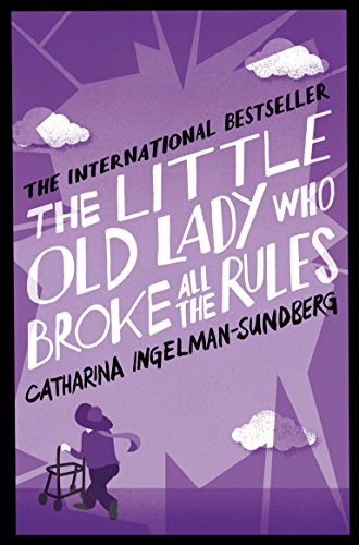 Book cover: purple background, white text, elderly woman with a walker.