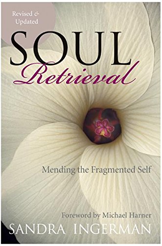 Book cover: "Soul Retrieval" with a white magnolia flower background.