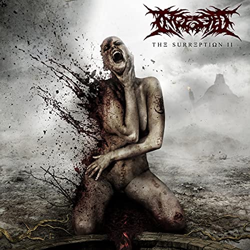 "Album cover art: disfigured man screaming, covered in dirt and blood, with dark red logo."