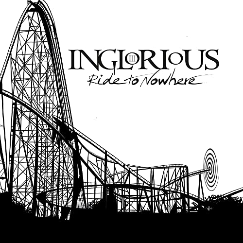 Black and white album cover featuring a rollercoaster and band name "Inglorious".