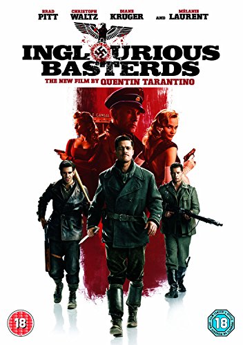 Inglourious Basterds" DVD cover featuring a group of people in wartime attire.