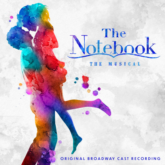 The Notebook" musical album cover with watercolor figures and text.