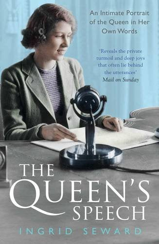 Book cover featuring Queen Elizabeth II with a vintage microphone.