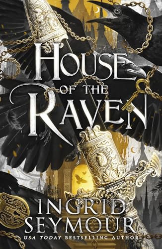 Book cover: ornate dagger, raven, chains, and castle silhouette in dark tones.