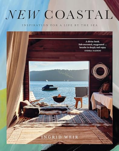 Book cover: coastal interior scene with ocean view and text "New Coastal".