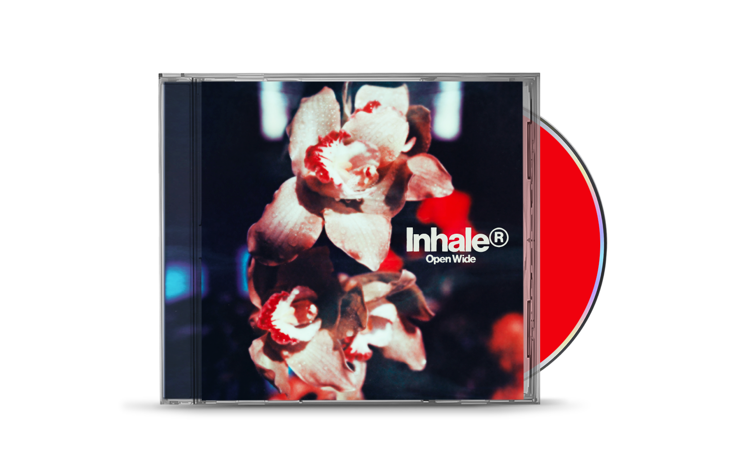 CD case with a blurry floral image and band name "Inhale".