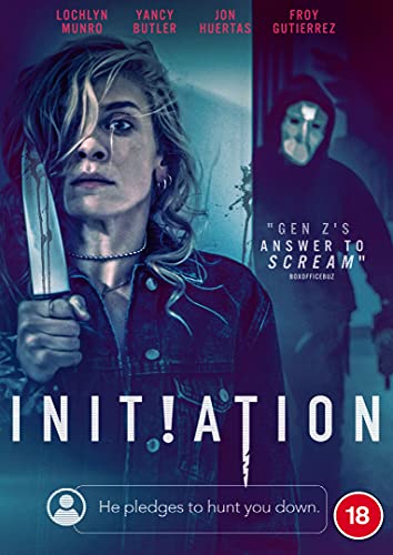 DVD cover for "Initiation" featuring a woman holding a knife, masked figure.