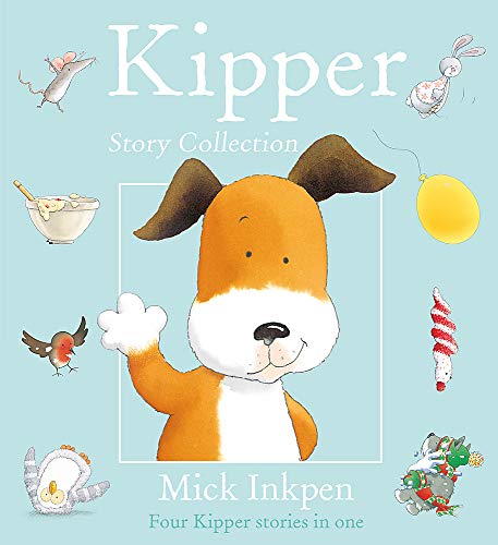 Kipper the dog waves on the cover of a children’s story collection.