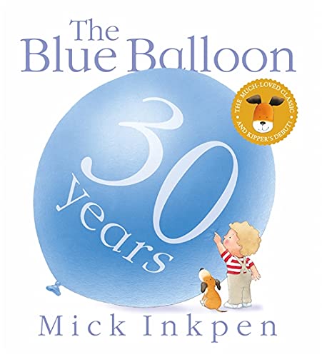 Book cover: large blue balloon, boy and dog looking up, “30 years.”